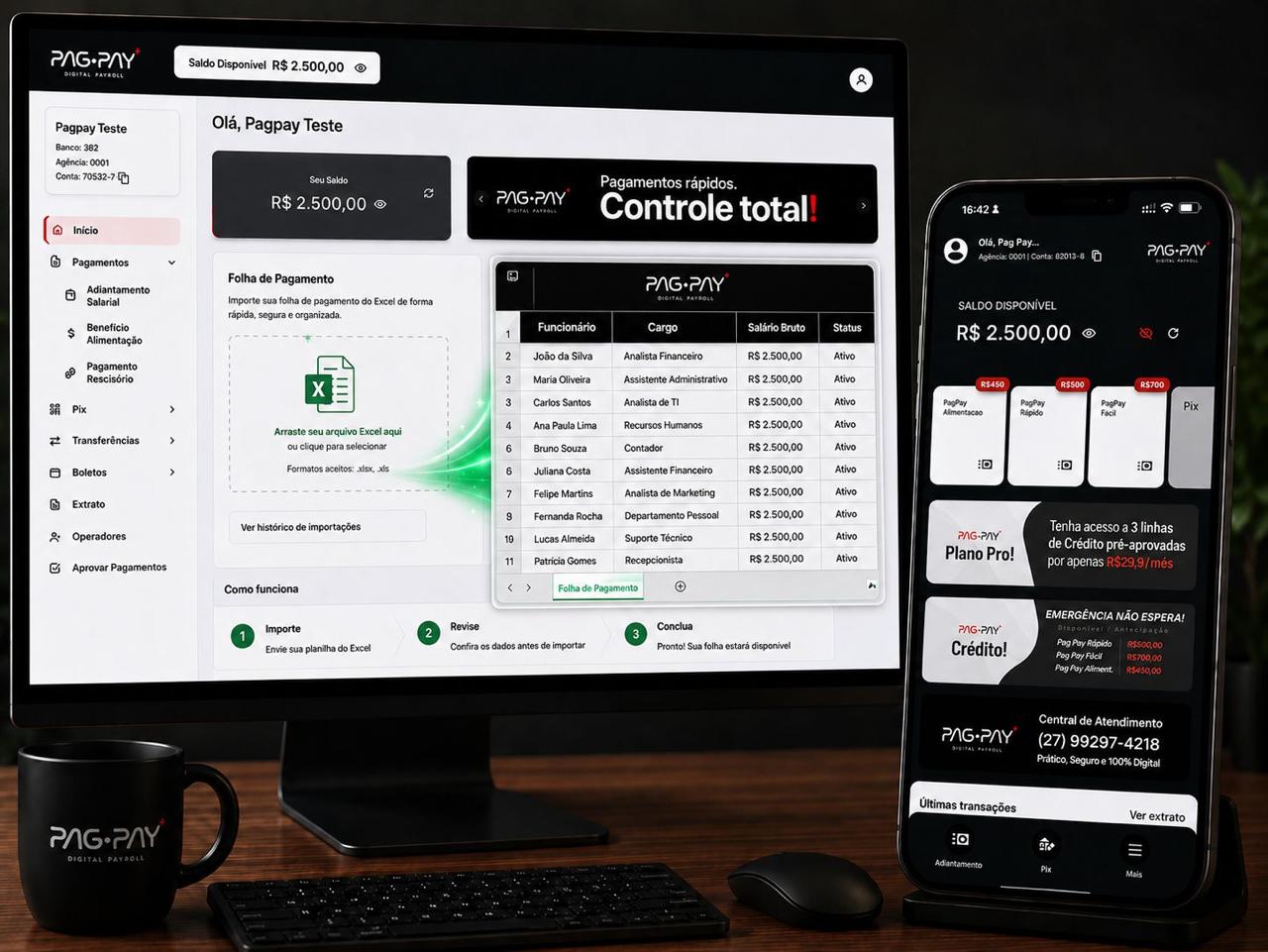 Plataformas PagPay para computador e celular